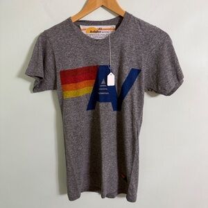 NWT Aviator Nation Logo Boyfriend Tee T-Shirt Grey Womens X-Small